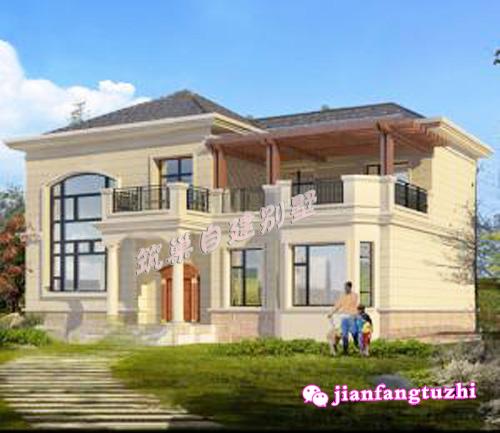 占地160平米左右農(nóng)村二層自建房，帶有車庫、旋轉(zhuǎn)樓梯和陽光房，造價(jià)30萬以內(nèi)