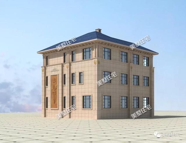 13.4米x12.5米三層歐式別墅設(shè)計圖，內(nèi)帶堂屋+健身房，回鄉(xiāng)建一棟，生活太享受