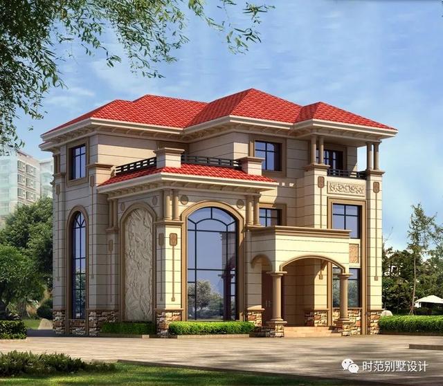 占地160平的復(fù)式三層別墅設(shè)計(jì)圖，內(nèi)帶6間臥室、超大露臺(tái)和書房，大氣美觀，很適合農(nóng)村自建