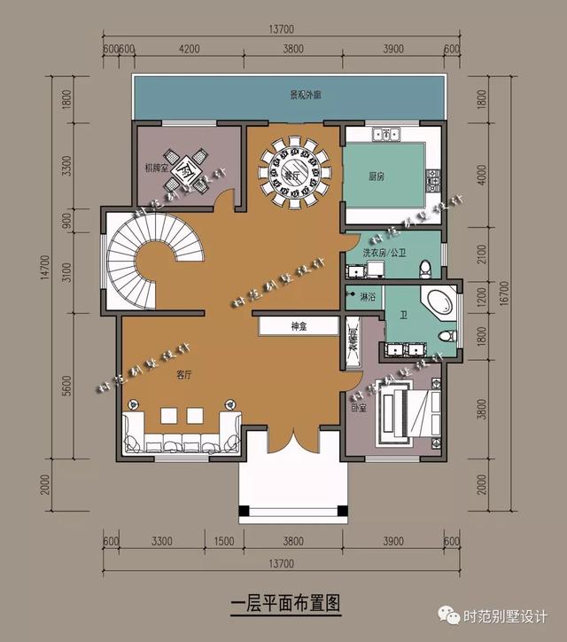 占地160平的復(fù)式三層別墅設(shè)計(jì)圖，內(nèi)帶6間臥室、超大露臺(tái)和書房，大氣美觀，很適合農(nóng)村自建