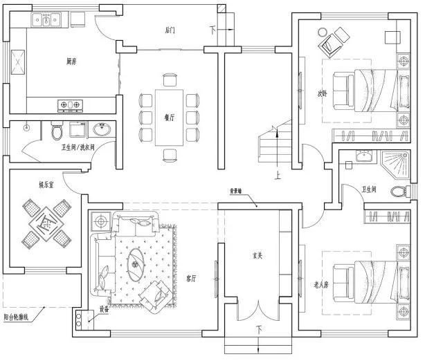 14.8x11.6米二層農(nóng)村別墅設(shè)計(jì)圖，經(jīng)濟(jì)實(shí)用，造價(jià)31萬