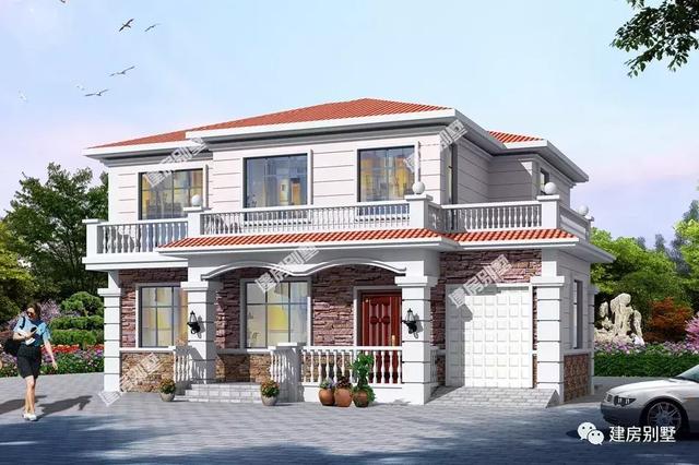 兩棟面寬都是14米的二層農(nóng)村自建房，都配有車庫，生活很方便！