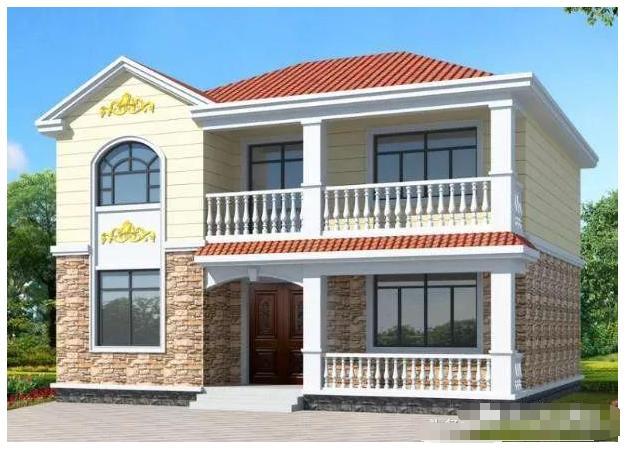 兩棟開間都是10米的二層鄉(xiāng)村別墅設(shè)計(jì)圖，第一款占地102平米很小巧，功能齊全