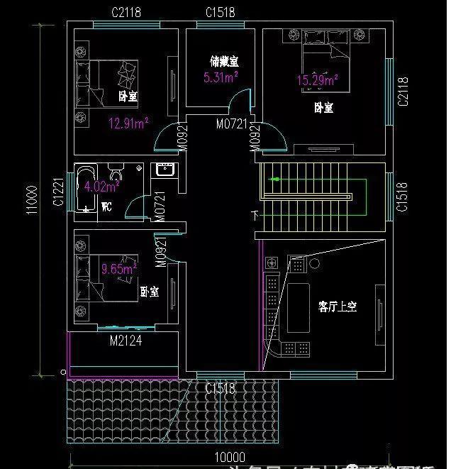 兩棟開間都是10米的二層鄉(xiāng)村別墅設(shè)計(jì)圖，第一款占地102平米很小巧，功能齊全