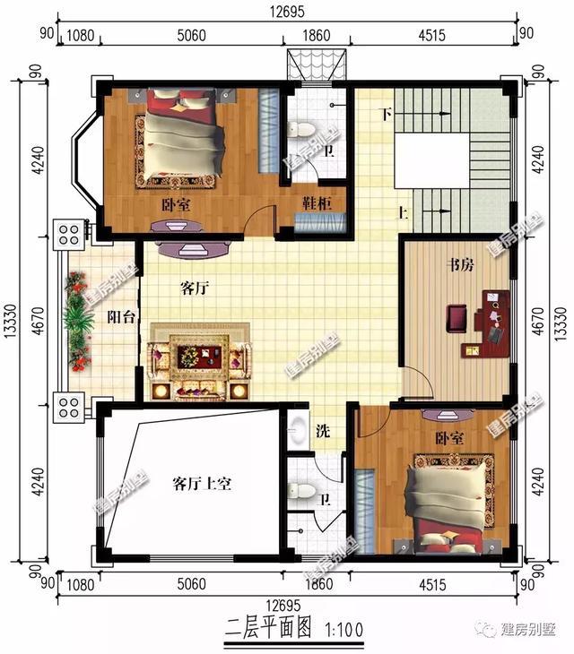 獨特別墅設計圖，廚房餐廳單獨建，讓您遠離油煙