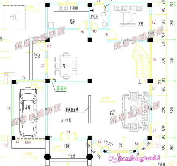 13x15米鄉(xiāng)村三層復(fù)式別墅設(shè)計(jì)圖，供您參考