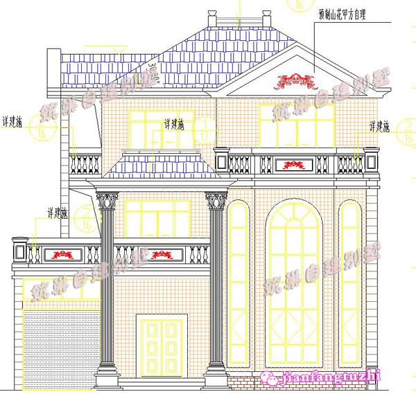 13x15米鄉(xiāng)村三層復(fù)式別墅設(shè)計(jì)圖，供您參考
