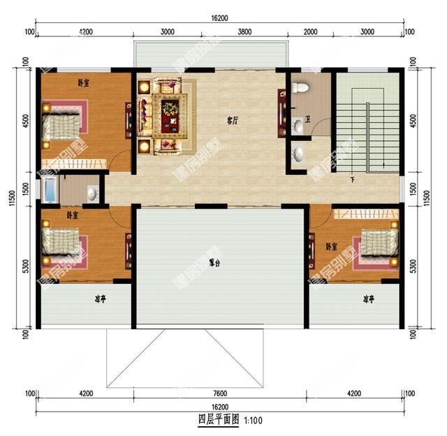 四層別墅設(shè)計圖，挑空設(shè)計+雙側(cè)露臺，送您你似錦前程！