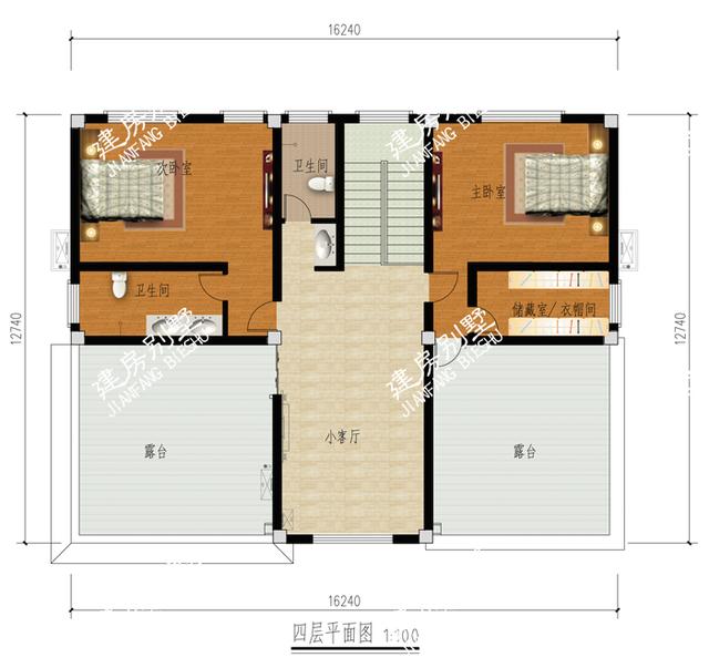 四層別墅設(shè)計圖，挑空設(shè)計+雙側(cè)露臺，送您你似錦前程！