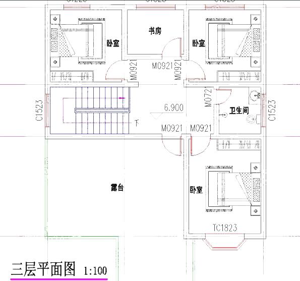 三層農(nóng)村自建房：10×11米3廳8臥帶露臺(tái)