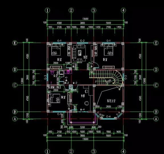 13x13米復(fù)式三層大氣別墅設(shè)計圖，造價30W左右，歡迎參考！
