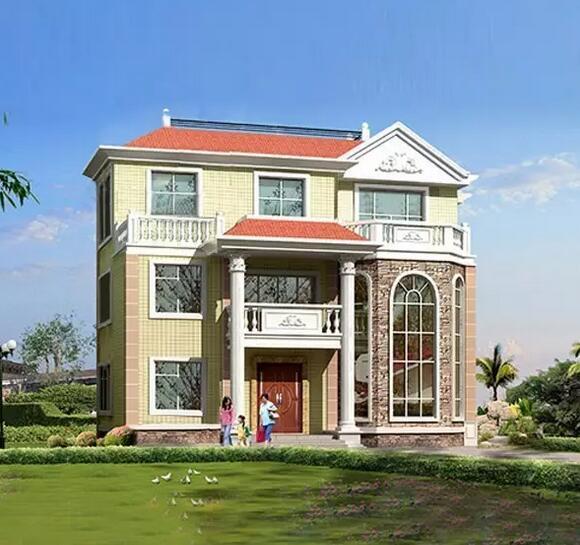 13x13米復(fù)式三層大氣別墅設(shè)計圖，造價30W左右，歡迎參考！