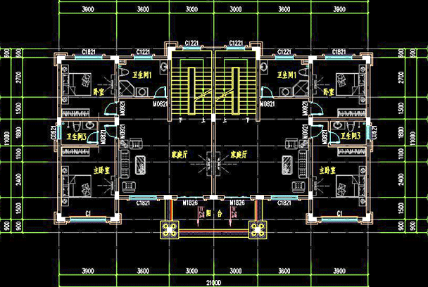 共用中堂雙拼兄弟三層別墅設(shè)計(jì)圖，簡(jiǎn)歐式風(fēng)格