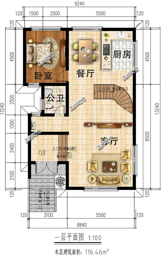 小占地別墅設(shè)計圖，外觀時尚新潮，還有地下車庫哦！