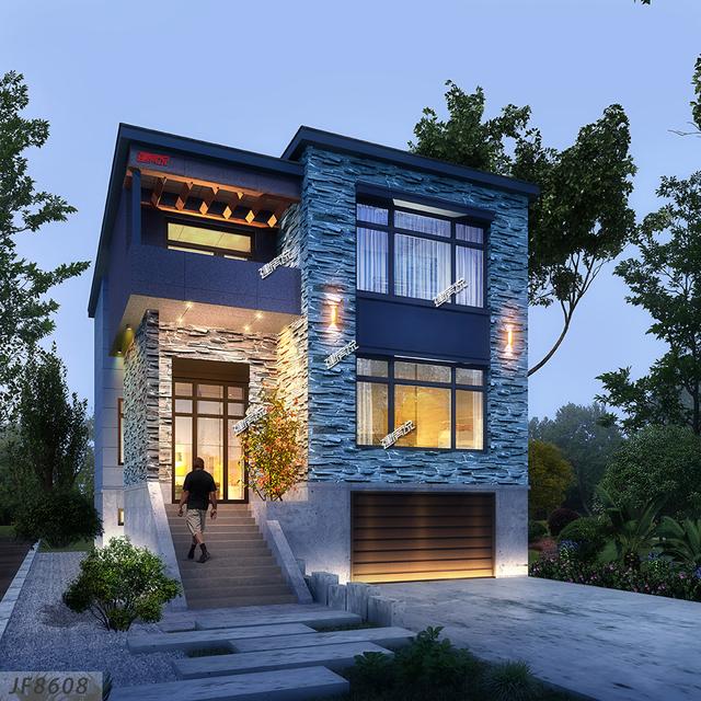 小占地別墅設(shè)計圖，外觀時尚新潮，還有地下車庫哦！