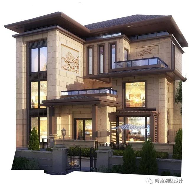 多露臺(tái)的新中式別墅設(shè)計(jì)圖，奢華大氣，您值得擁有！