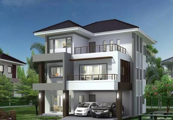 雙車庫三層別墅設計圖， 時尚外觀，經(jīng)濟實用，戶型合理。