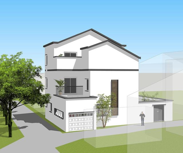 新中式別墅設(shè)計圖，三層鄉(xiāng)村復(fù)古別墅。