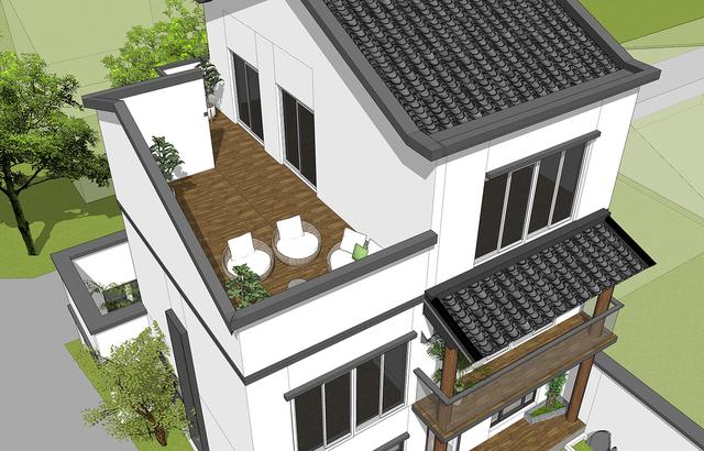 新中式別墅設(shè)計圖，三層鄉(xiāng)村復(fù)古別墅。