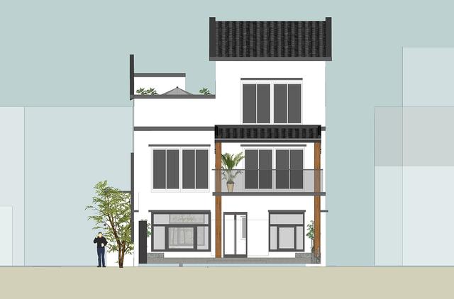 新中式別墅設(shè)計圖，三層鄉(xiāng)村復(fù)古別墅。