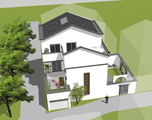 新中式別墅設(shè)計圖，三層鄉(xiāng)村復(fù)古別墅。