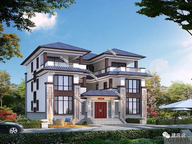 新型中式別墅設(shè)計圖，室內(nèi)布局超贊，外觀獨特亮眼。