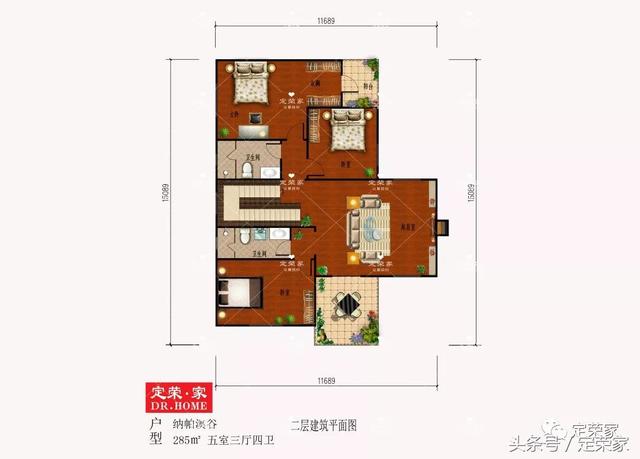 二層別墅設(shè)計(jì)圖，五室三廳四衛(wèi)，摒棄了繁瑣和奢華。