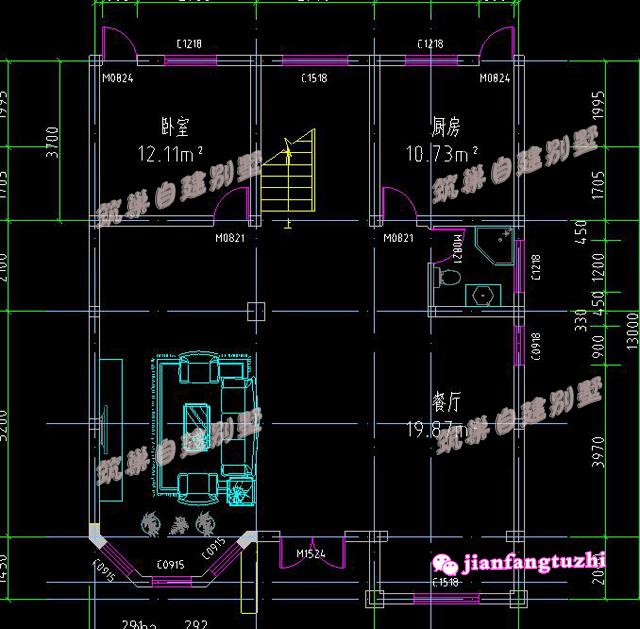 實(shí)用四層農(nóng)村別墅設(shè)計(jì)圖，10x13米2廳9臥，空間利用高。