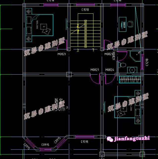 實(shí)用四層農(nóng)村別墅設(shè)計(jì)圖，10x13米2廳9臥，空間利用高。
