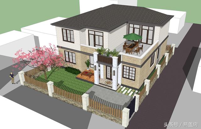 北京43萬(wàn)歐式別墅設(shè)計(jì)圖，景觀院墻超大露臺(tái)，引得鄉(xiāng)親參觀！