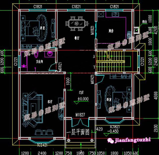 簡(jiǎn)易二層別墅圖，飄窗設(shè)計(jì)，戶型時(shí)尚美觀！造價(jià)低廉。