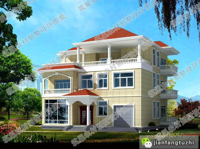 5款帶觀景涼亭三層別墅設(shè)計(jì)圖，造價40W以內(nèi)。值得參考。