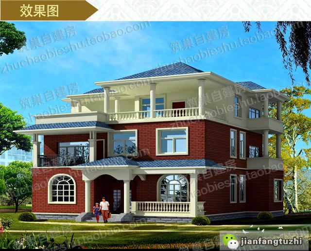 5款帶觀景涼亭三層別墅設(shè)計(jì)圖，造價40W以內(nèi)。值得參考。