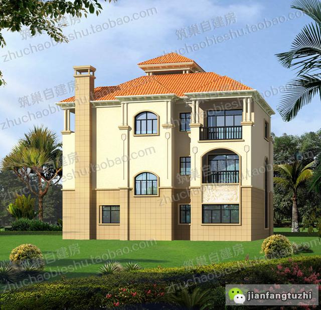 5款帶觀景涼亭三層別墅設(shè)計(jì)圖，造價40W以內(nèi)。值得參考。