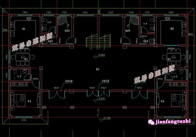 大開間二層半三層雙拼別墅設(shè)計(jì)圖，豪華兼實(shí)用。