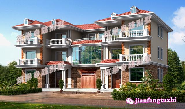 大開間二層半三層雙拼別墅設(shè)計(jì)圖，豪華兼實(shí)用。