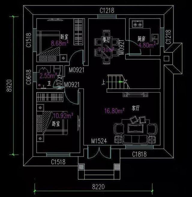 兩層小戶型別墅設(shè)計圖，五室兩廳功能齊全。