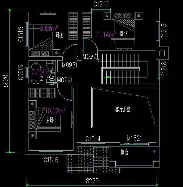 兩層小戶型別墅設(shè)計圖，五室兩廳功能齊全。