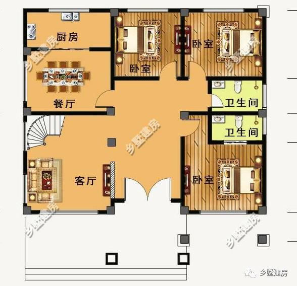 黃金別墅設(shè)計圖，造價二三十萬，依山傍水好去處！