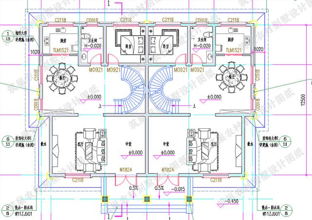 2套實(shí)用美觀二層雙拼別墅設(shè)計(jì)圖，第一套造價(jià)40W，第二套23W.