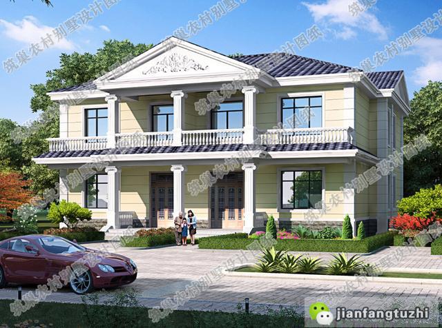 2套實(shí)用美觀二層雙拼別墅設(shè)計(jì)圖，第一套造價(jià)40W，第二套23W.