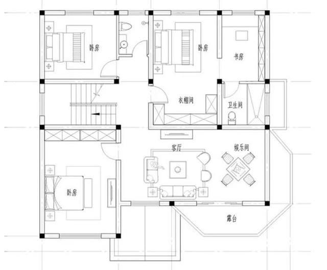 小巧別墅設計圖，五室三廳功能齊全，占地110平米。