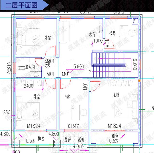 5款二三層別墅設(shè)計圖，占地小，造價20萬左右。