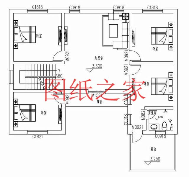 大戶型二層別墅設(shè)計(jì)圖，經(jīng)濟(jì)實(shí)惠、簡單大氣，適合大家族居住。