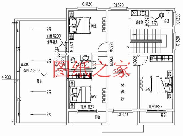 大戶型二層別墅設(shè)計(jì)圖，經(jīng)濟(jì)實(shí)惠、簡單大氣，適合大家族居住。