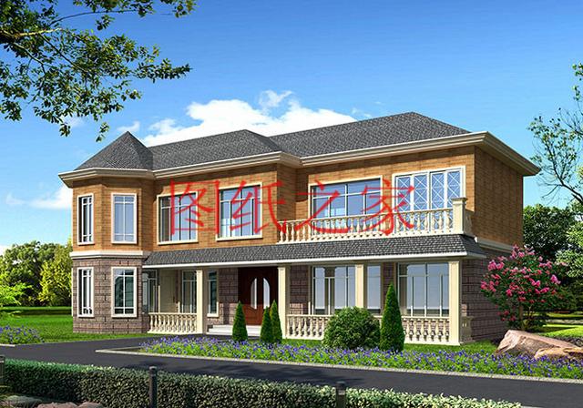 大戶型二層別墅設(shè)計(jì)圖，經(jīng)濟(jì)實(shí)惠、簡單大氣，適合大家族居住。