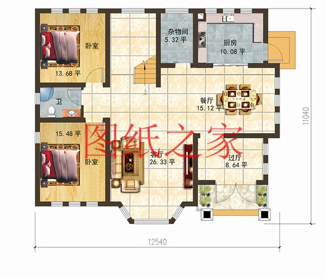 漂亮實(shí)用的農(nóng)村三層別墅設(shè)計(jì)圖，130平7個(gè)臥室。