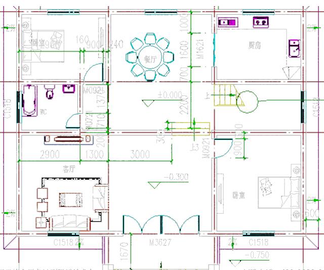 斜屋頂二層小別墅設(shè)計(jì)圖，150平米左右13x11米帶陽臺(tái)。