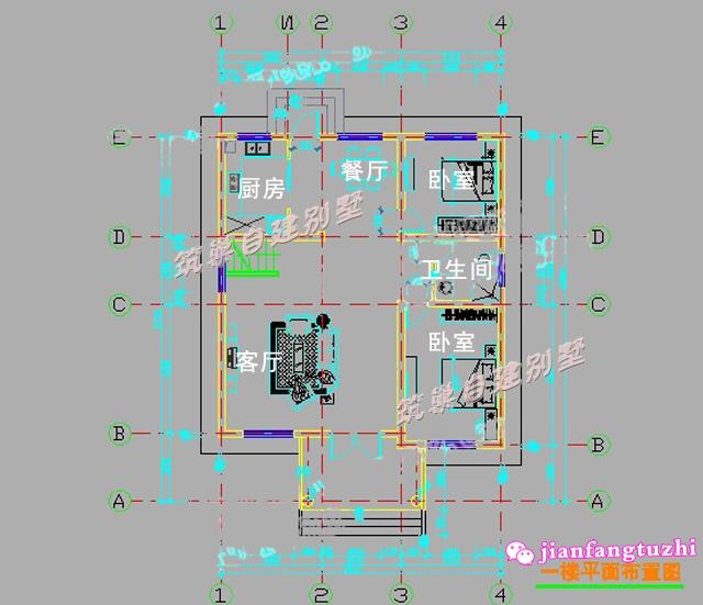 流行經(jīng)典別墅戶型設(shè)計圖，130平米，造價低廉。