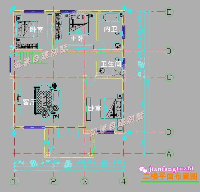 流行經(jīng)典別墅戶型設(shè)計圖，130平米，造價低廉。